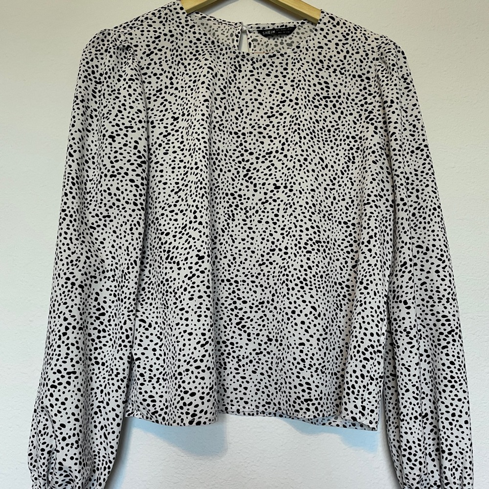 SHEIN Long Sleeve Polka Dot Blouse